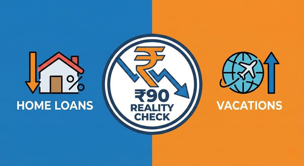 Cheaper Loans, Pricier Vacations: The Rupee’s 90-Buck Reality